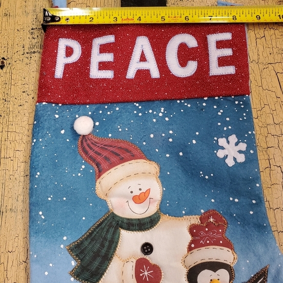 ☃️🐧🧦 Snowman & Penguin Peace Christmas Stocking - Picture 3 of 9